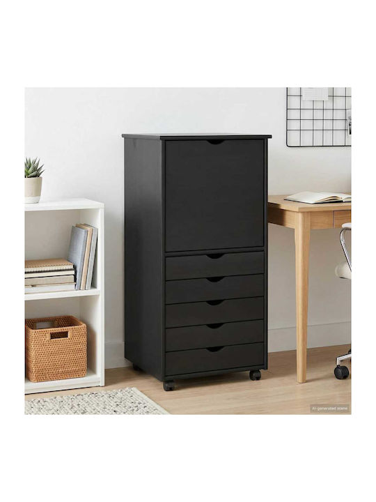Büroaufbewahrungsschublade aus Massivholz Schwarz 53x39x103cm