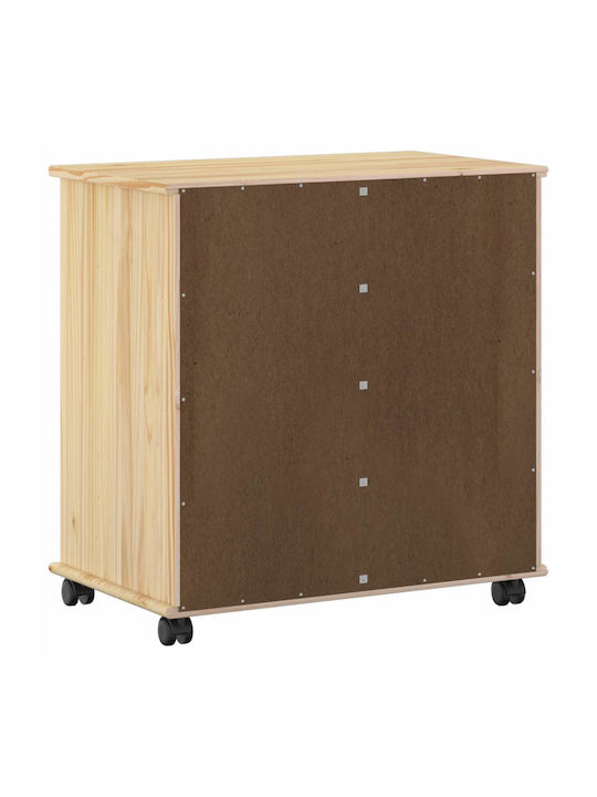 Office Drawer Made of Solid Wood with Wheels & Brown Drawers 63.5x39x65.5cm