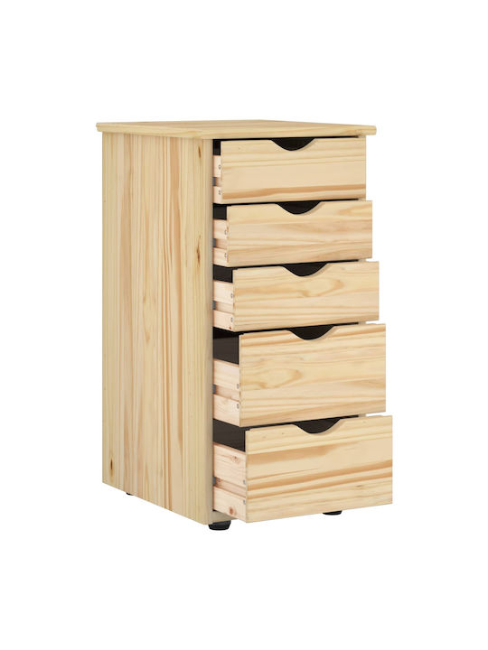 Office Drawer Made of Solid Brown Wood 34x39x61.5cm