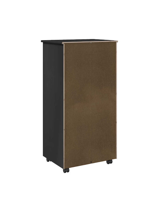 Büroaufbewahrungsschublade aus Massivholz Schwarz 53x39x103cm