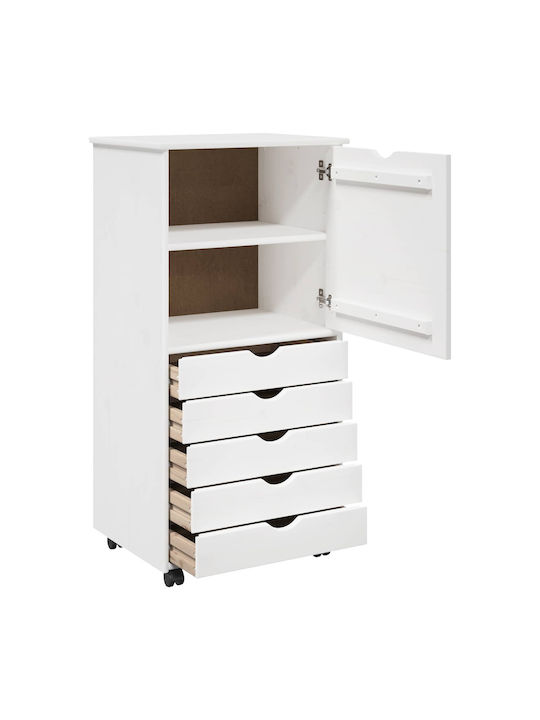 Büroaufbewahrungsschublade aus Massivholz Weiß 53x39x103cm