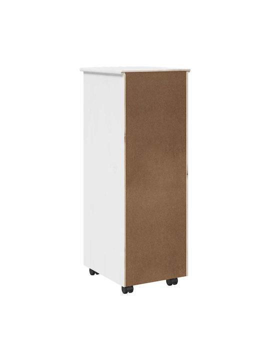 Office Drawer Made of Solid Wood with Wheels & Drawers White 34x39x93.5cm