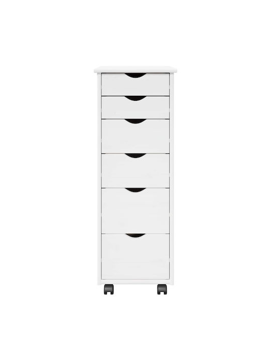 Office Drawer Made of Solid Wood with Wheels & Drawers White 34x39x93.5cm