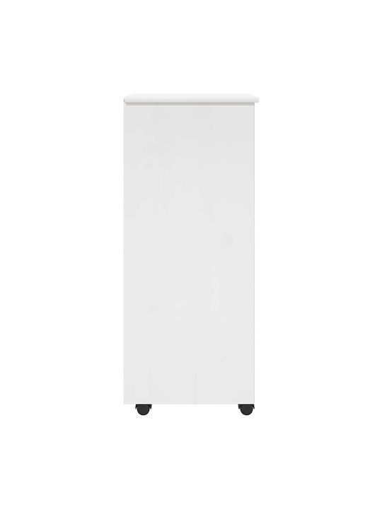 Office Drawer Made of Solid Wood with Wheels & Drawers White 34x39x93.5cm