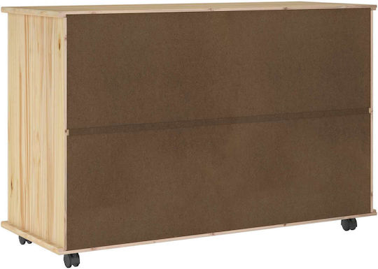 Sertar De Birou Din Lemn Masiv Cu Roți Maro 100x39x65.5cm
