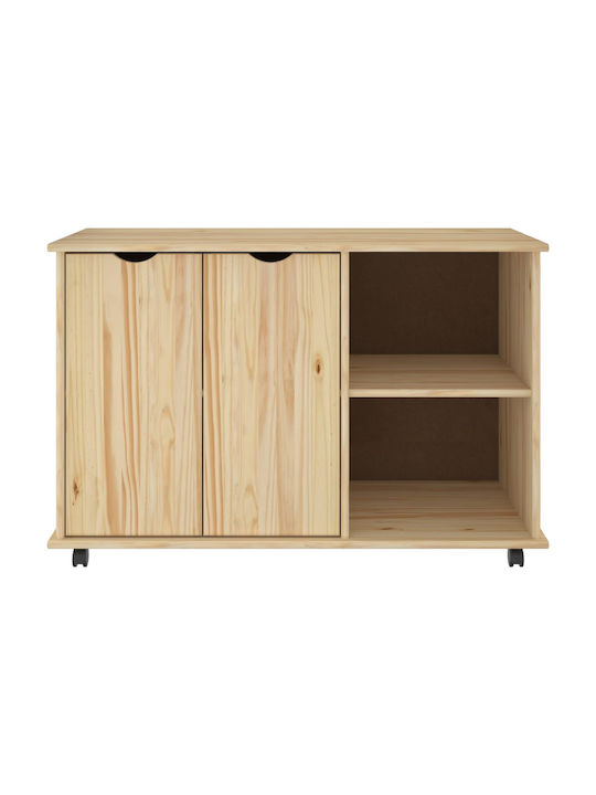 Sertar De Birou Din Lemn Masiv Cu Roți Maro 100x39x65.5cm