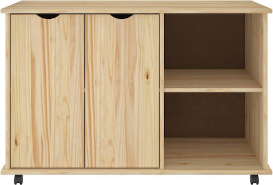 Sertar De Birou Din Lemn Masiv Cu Roți Maro 100x39x65.5cm