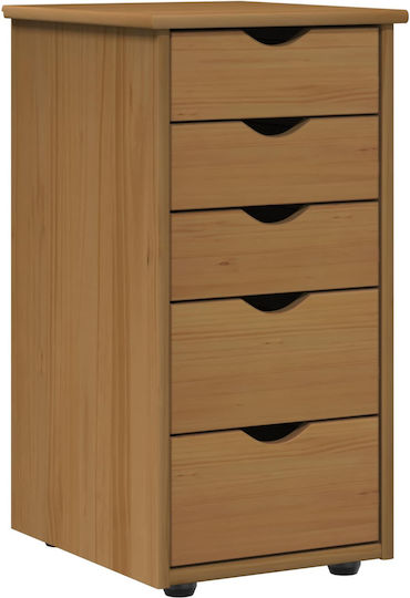 Office Storage Drawer from Solid Wood with Wheels Brown 34x39x61.5cm