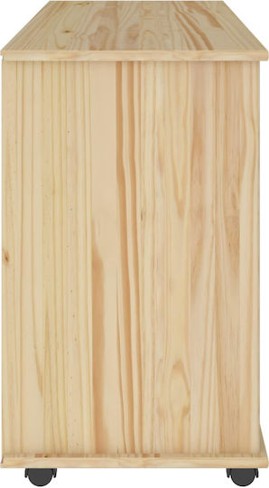 Sertar De Birou Din Lemn Masiv Cu Roți Maro 100x39x65.5cm