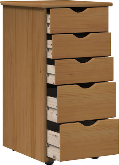 Office Storage Drawer from Solid Wood with Wheels Brown 34x39x61.5cm