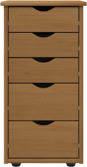 Office Storage Drawer from Solid Wood with Wheels Brown 34x39x61.5cm