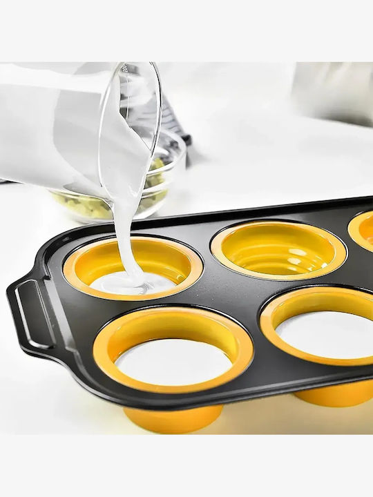 Metal Muffin Bakeware Tin 6 Silicone Cups