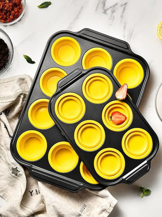 Μεταλλική Φόρμα Muffins 12 Θήκες Σιλικόνης