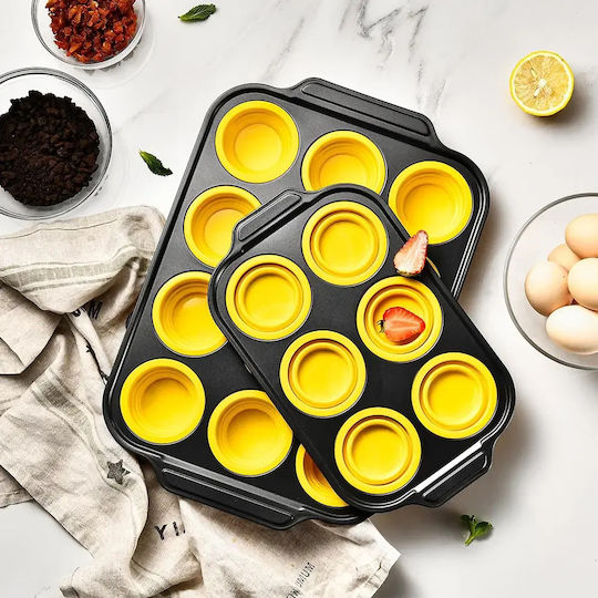 Metal Muffin Tin 12 Silicone Cups