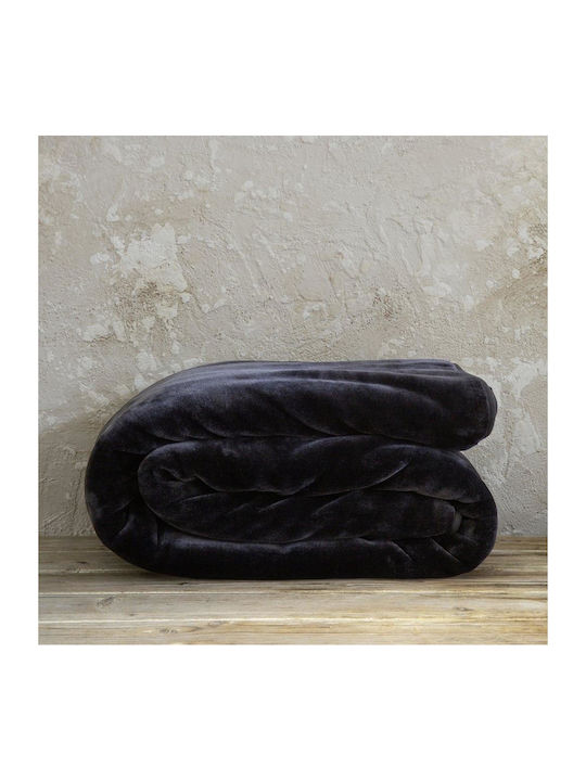 Nima Coperta Velvet Single Blanket 160x220cm Black / Anthracite