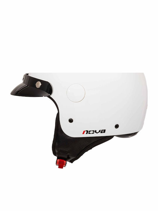 Nova Racing N-229P Weiß Glanz Motorradhelm Jet ECE 22.06 Gewicht (+/-50 gr)