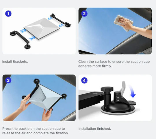 Kit Base Mounting Car Roof Starlink Mini Base Mounting Car Roof Kit Holder 4 Suction Strong Grip Cups Stable Satellite Signal On Windows & Sunroofs Cars RVs Boats Yachts Black Code 1-per0162
