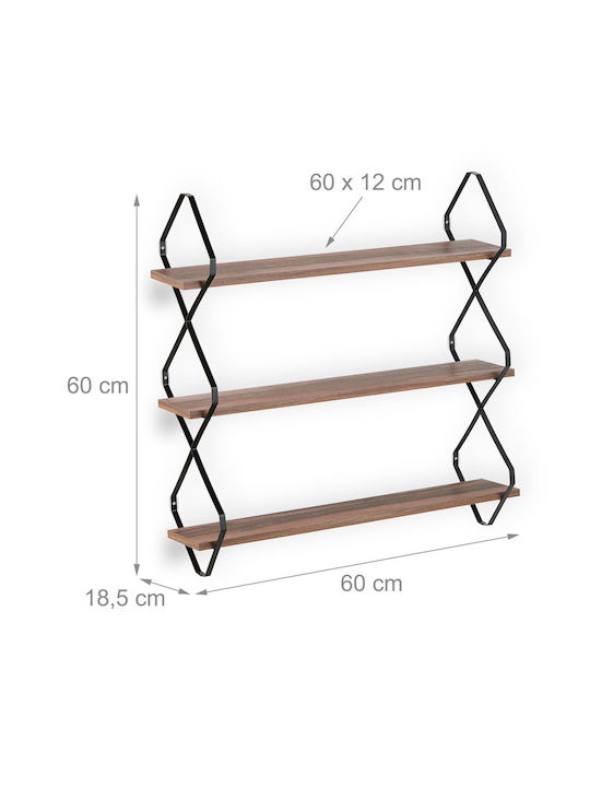 Wall Shelf Brown/Black 60x60x18.5cm