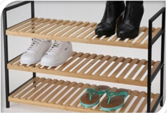 Metal Shoe Organizer Made of Bamboo 67.5x30.5x49cm