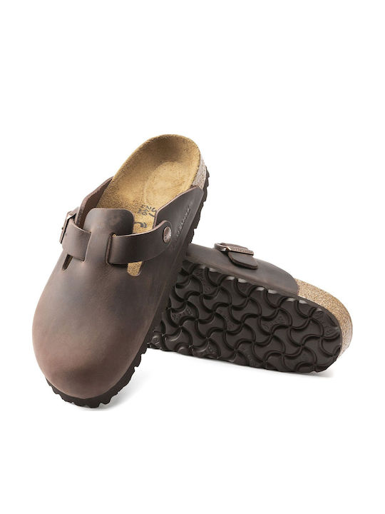 Birkenstock Boston Men's Leather Anatomic Clogs Brown