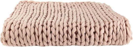 The Home Deco Factory Gestrickte Decke für Couch 120x150cm Rosa