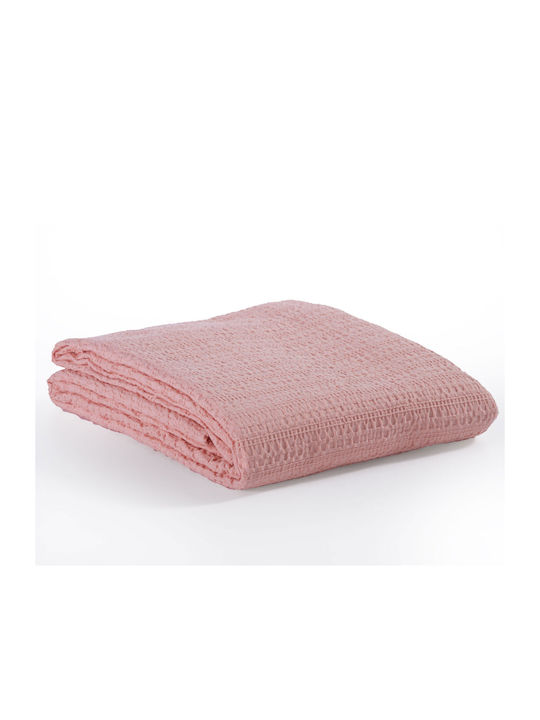 Nef-Nef Homeware Cool Pique Blanket Double 220x240cm Salmon
