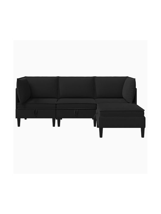 Ecksofa mit Stauraum Schwarz 210x140x82cm