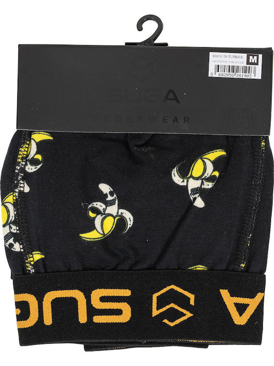2903 Herren Boxershorts Schwarz mit Mustern 1Packung