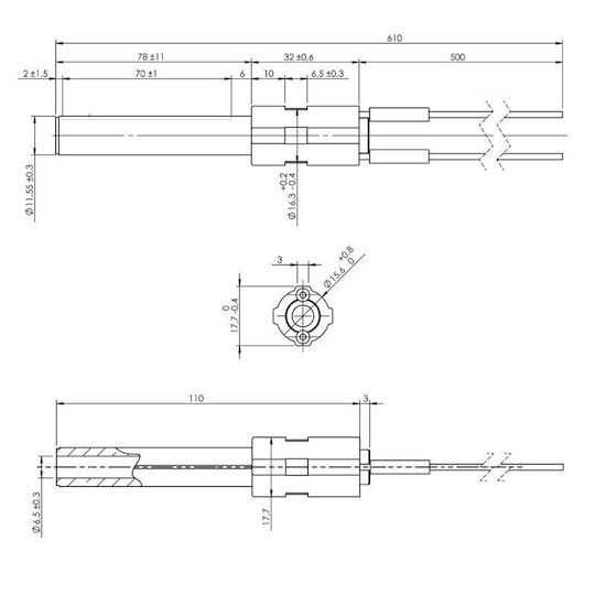 Керамична Отоплителна Устойчивост За Пелетна Печка Дължина 113mm 260w Пелетни Печки Burnit Pallazzetti X2