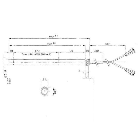 Pellet Stove Heating Element Length 280mm 470w Edilkamin X3