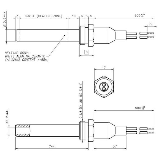 Керамична Отоплителна Устойчивост За Пелетна Печка Eco Spar Burnit Warmflow Adler Amg Ecoteck Дължина 88mm 250w X3