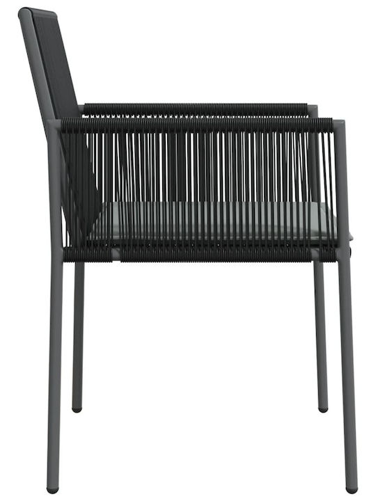 Garden & Outdoor Furniture Sets Dining Room Set 2 Pieces Black with Pillows