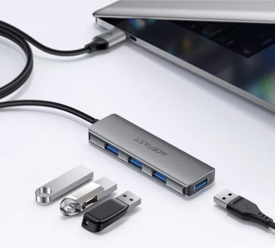 Acefast Hub 4 Ports with USB-A Connection Gray