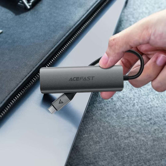 Acefast Hub 4 Ports with USB-A Connection Gray