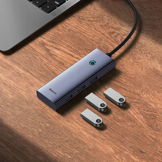 Baseus Hub 3 Θυρών με σύνδεση USB-A Γκρι
