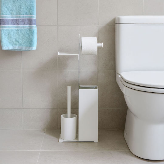 Relaxdays Metallische Toilettenbürste Badezimmer Weiß