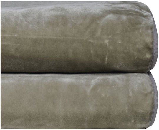 Kentia Notte Pătură Catifea Simplă 160x220 cm Olive