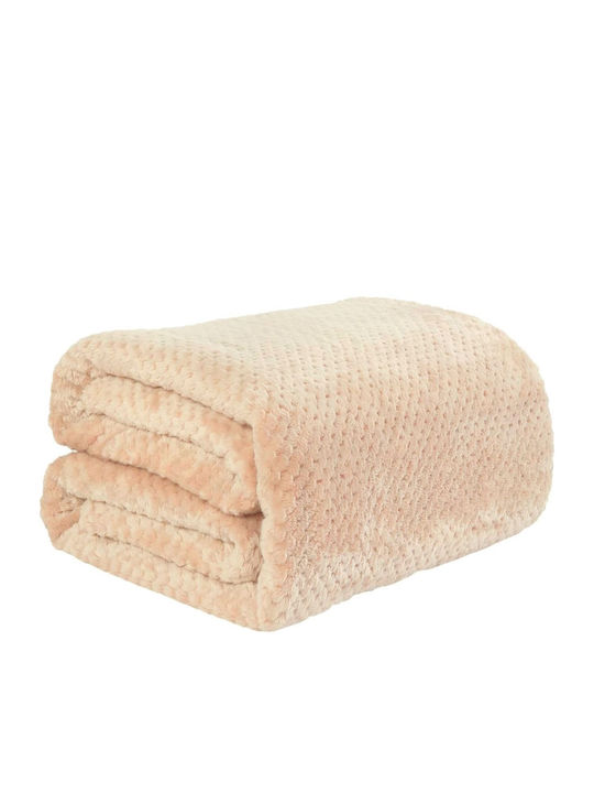 Popcorn Κουβέρτα Fleece Υπέρδιπλη 220x240εκ. Εκρού