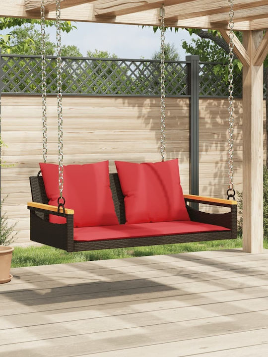 Hanging Armchair Swing with Brown Rattan Pillow Load Weight up to 110kg L109xD62xH40cm