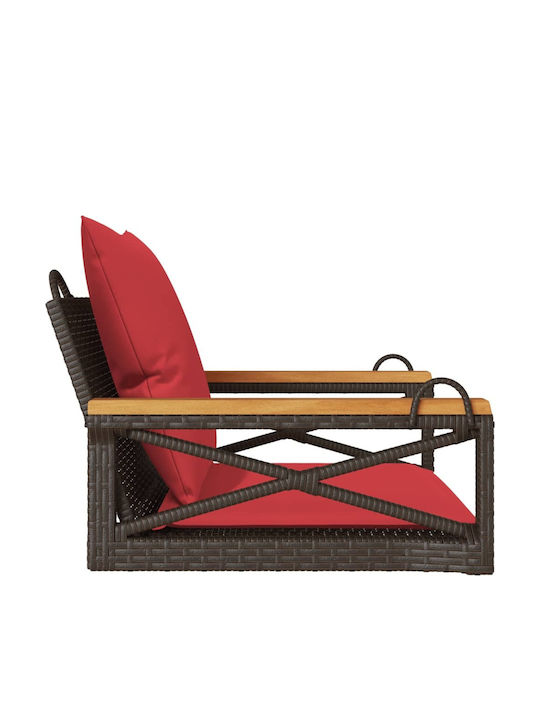 Hanging Armchair Swing with Brown Rattan Pillow Load Weight up to 110kg L63xD62xH40cm