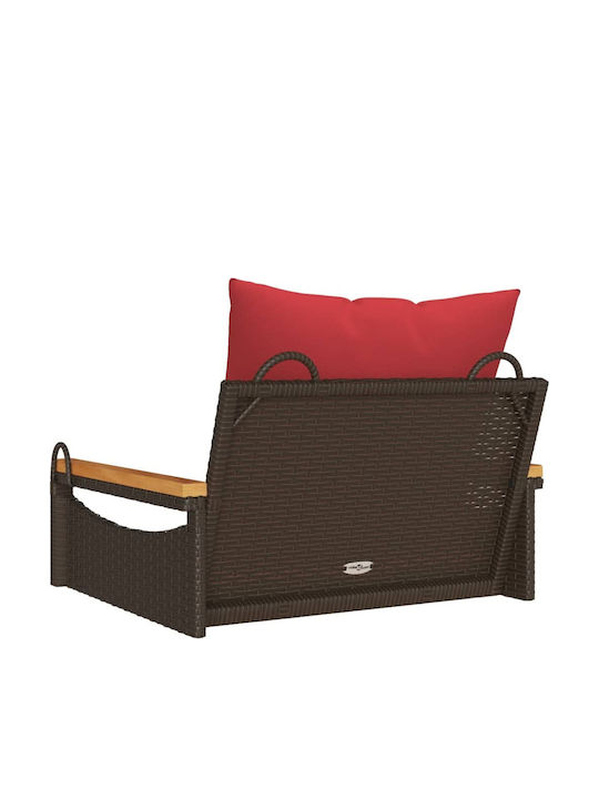 Hanging Armchair Swing with Brown Rattan Pillow Load Weight Up to 110kg L63xD62xH40cm