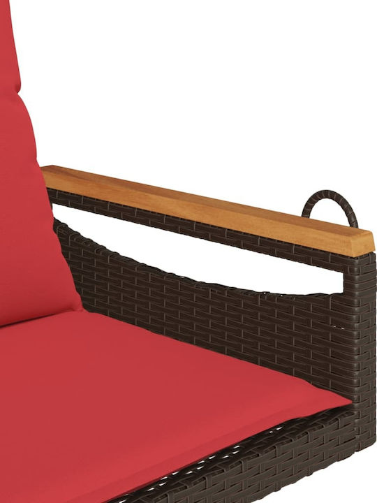 Hanging Armchair Swing with Brown Rattan Pillow Load Weight Up to 110kg L63xD62xH40cm