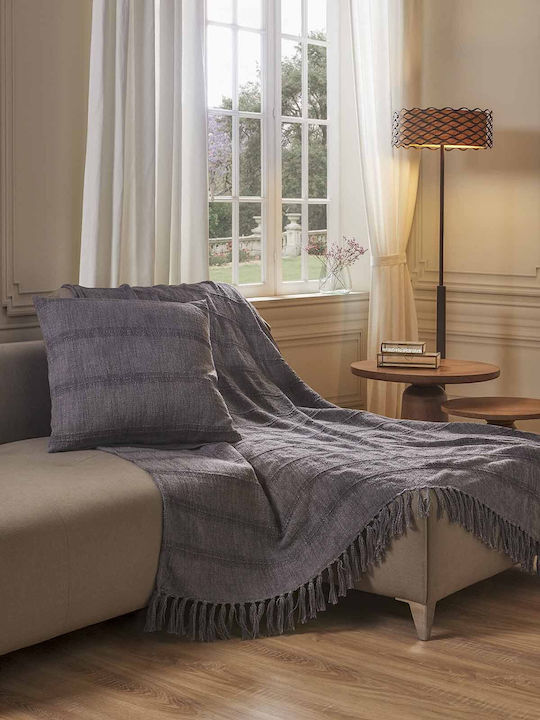Hauz Hauz Halbdoppelte Decke mit Fransen 180x230cm Grau