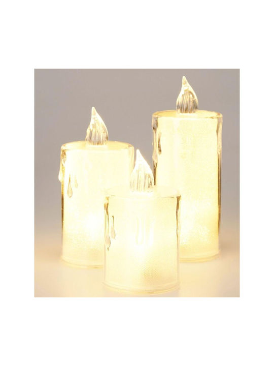 Decorative Candle 3 Pcs Transparent Warm White 1 Led White