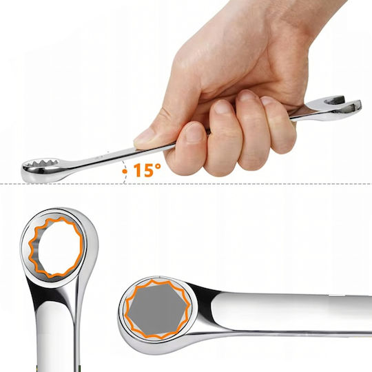 Set 8 Chei Poligonale Zola 8 10 12 13 14 17 19 22 Mm Mâner Ergonomic Oțel Crv Carcasă De Depozitare