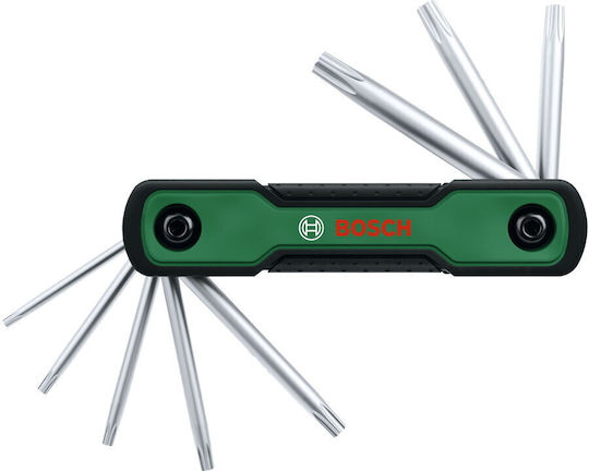 Bosch Комплект От 8 В 1 Сгъваеми Торкс Ключове Bosch 1600a039l8 Зелено-черен Многоцветен