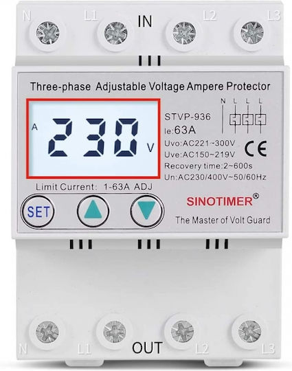Three-phase Digital Voltage Protection Relay Sinotimer 1-63a Stvp-936-63a Automatic Recovery