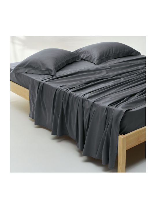 Kentia Set Bettbezüge Baumwollsatin 260x240cm King Size mit 2 Kissenbezügen Opulence Graue
