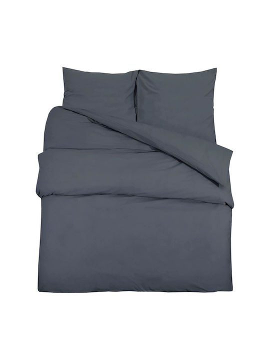 vidaXL Duvet Cover Set Cotton Double with 2 Pillowcases 200x200 Charcoal