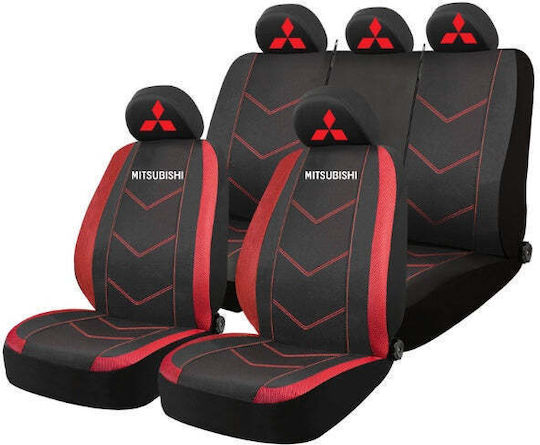 Universal Seat Cover Set Hlx6 Compatible Mitsubishi – Black Red